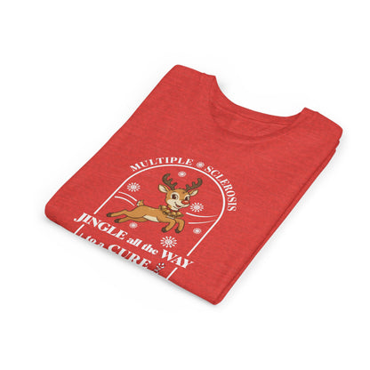 Youth "Jingle All The Way To A CURE" Short Sleeve Tee for Multiple Sclerosis Awareness