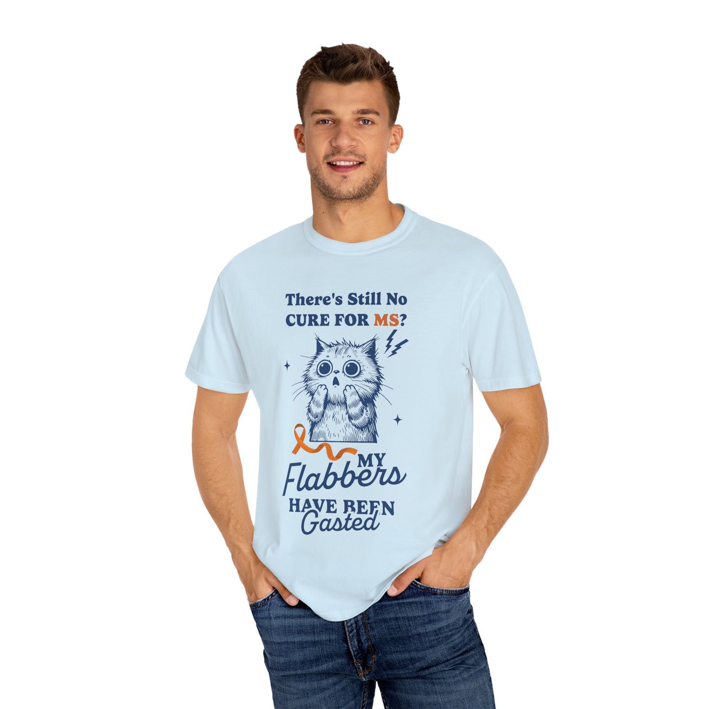 Cute Cat MS Awareness T-Shirt, Unisex Garment-Dyed Tee, "My Flabbers Have Been Gasted" MS Awareness T-Shirt  Funny Cat Shirt, Animal Lover Gift, Humor for MS Awareness