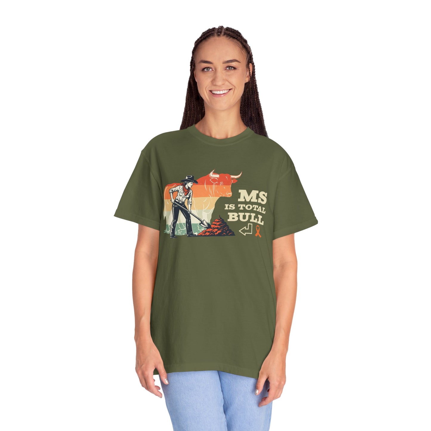 MS is Total Bull Cowgirl Unisex Garment-Dyed T-shirt Snarky Awareness