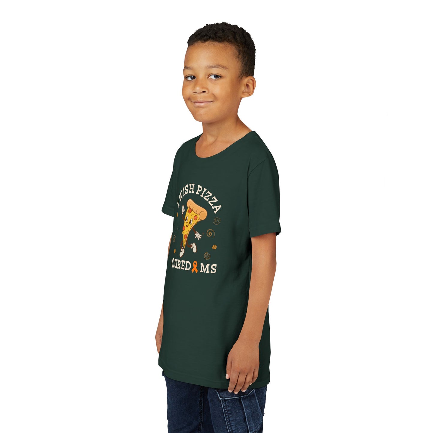 Youth I Wish Pizza CURED MS Short Sleeve Tee for Multiple Sclerosis Awareness