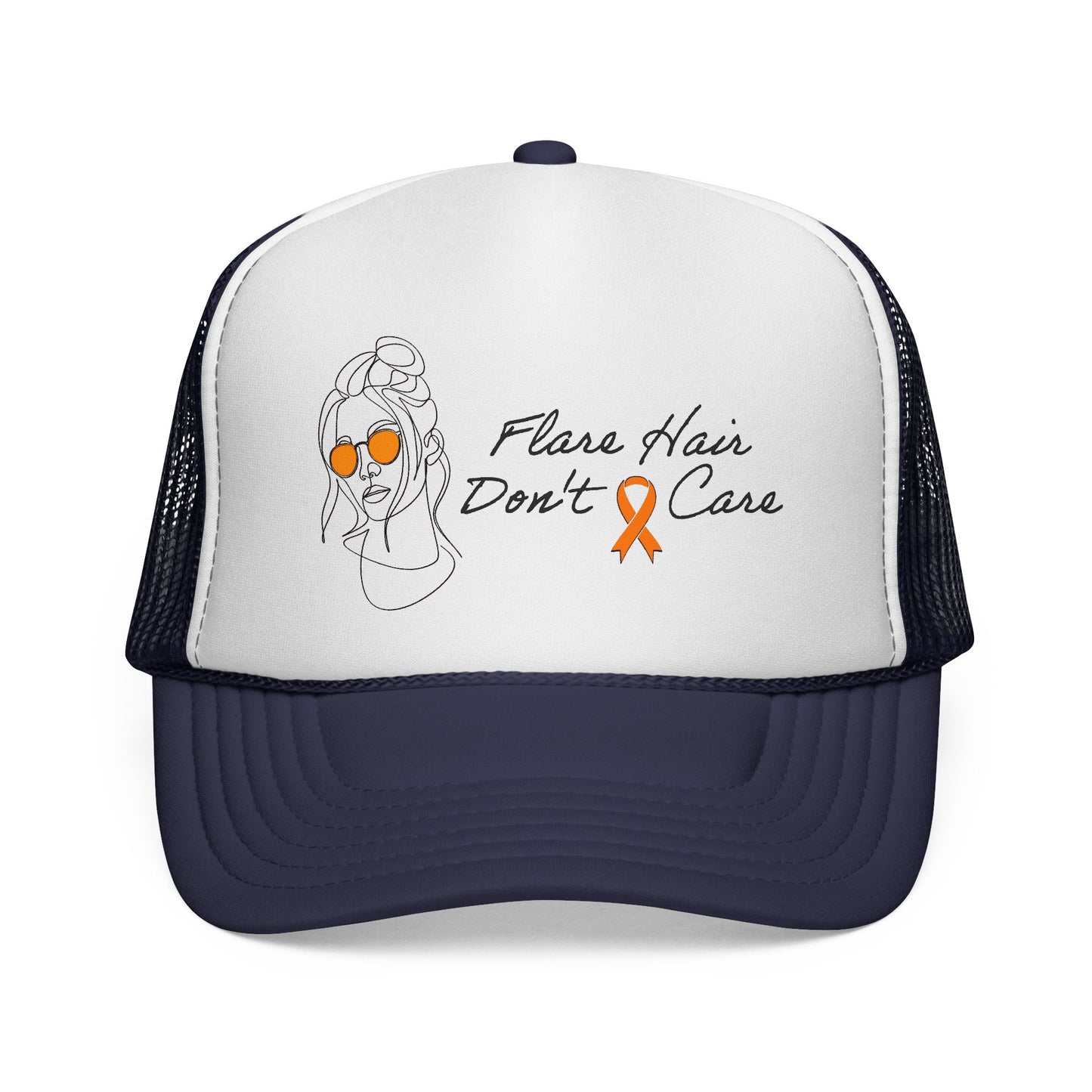 Flare Hair Don't Care Trucker Cap | Funny MS Awareness Hat | Chronic Illness Warrior Cap