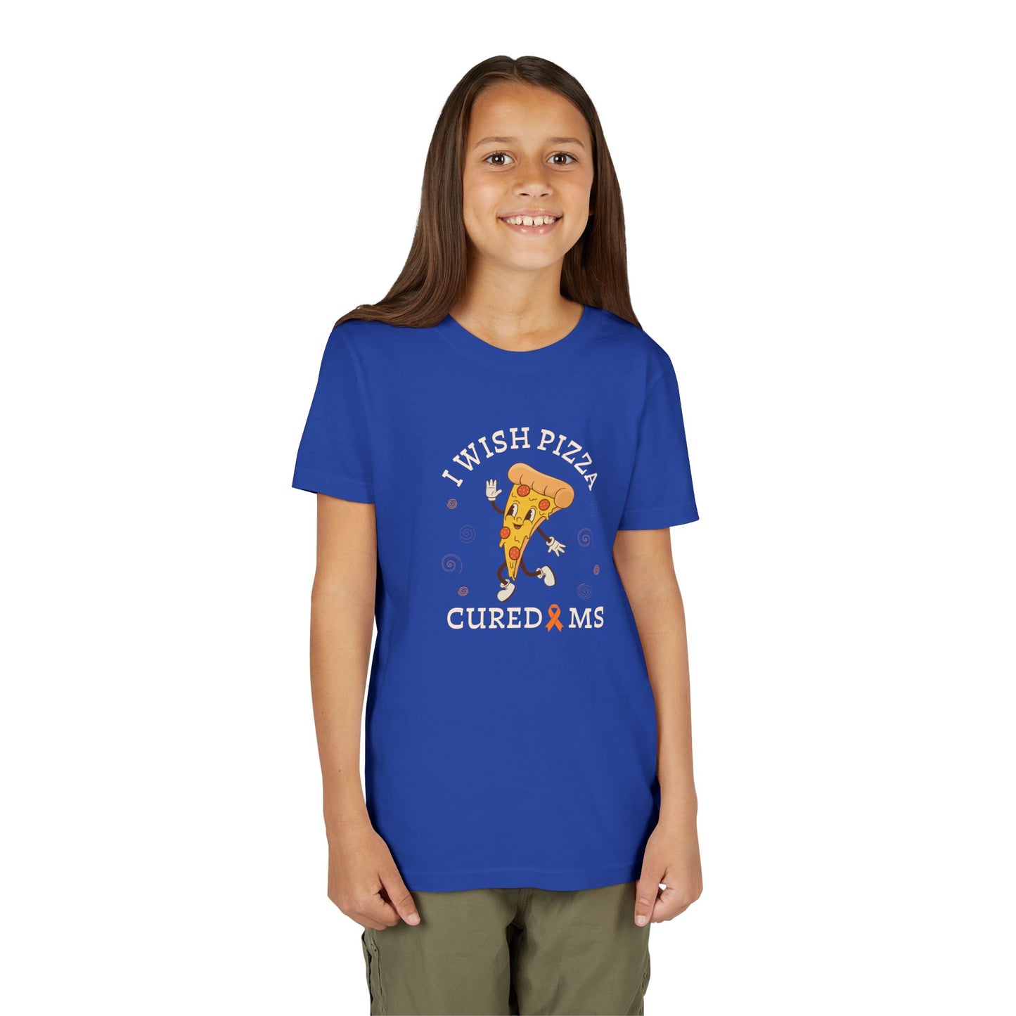 Youth I Wish Pizza CURED MS Short Sleeve Tee for Multiple Sclerosis Awareness