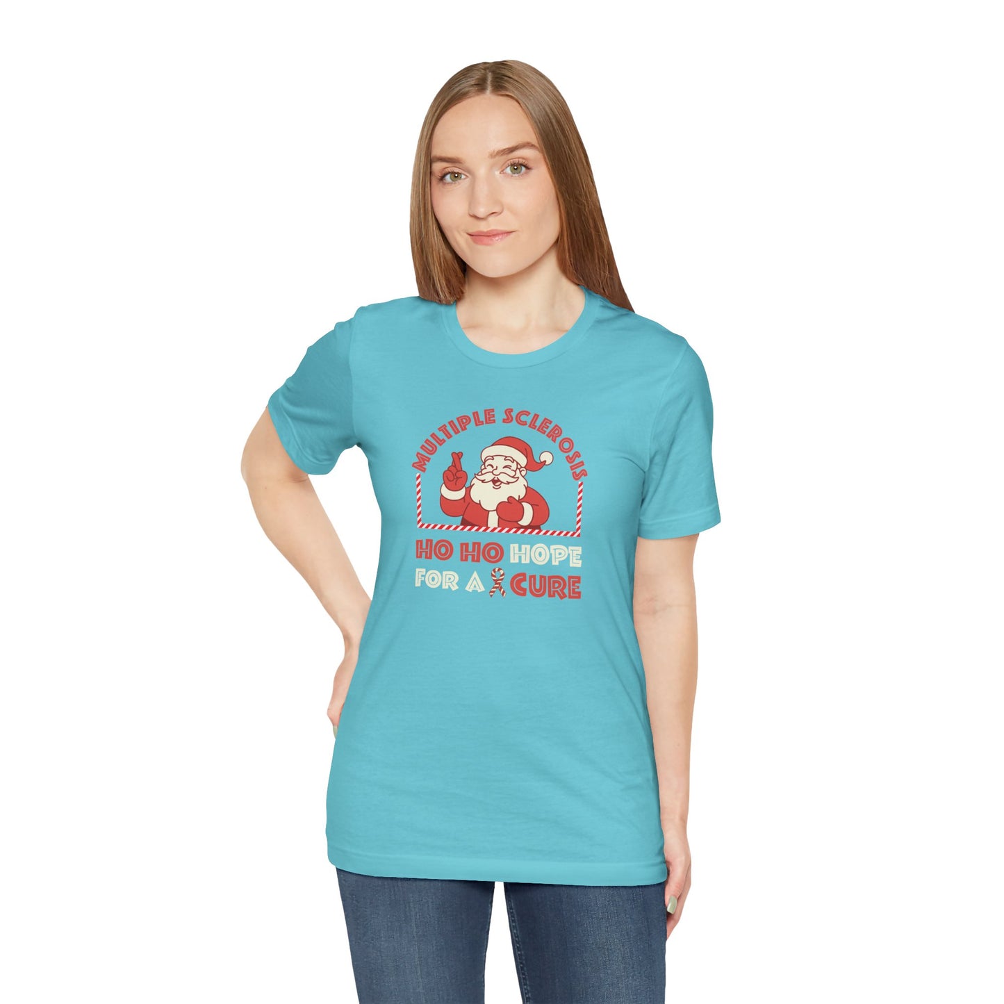 Ho Ho HOPE for a Cure Adult Tee, Multiple Sclerosis Awareness, Charity Shirt, Unisex, Gift for Supporters, Fundraising Apparel
