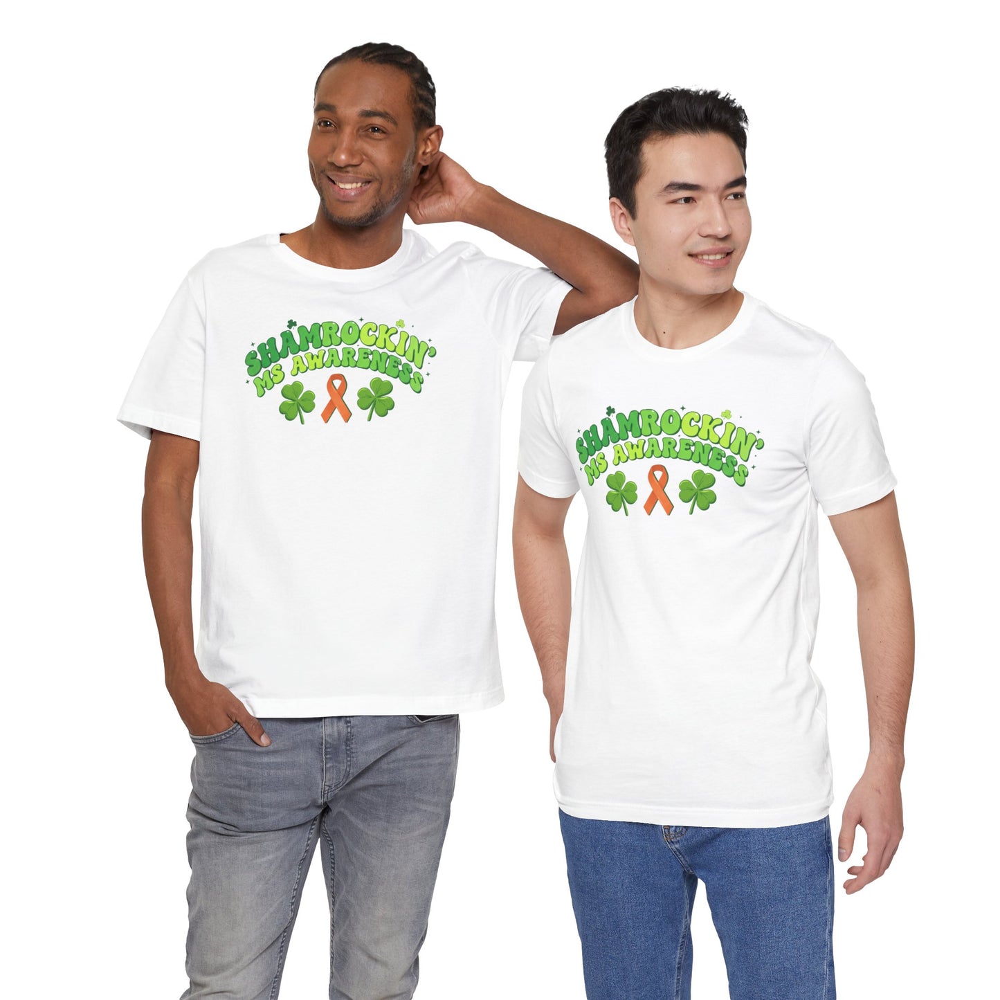Shamrockin' MS Awareness T-Shirt - Groovy St. Patrick’s Day Multiple Sclerosis Warrior Shirt - Retro Spoonie Orange Ribbon Tee - Lucky Shamrock Awareness Gift