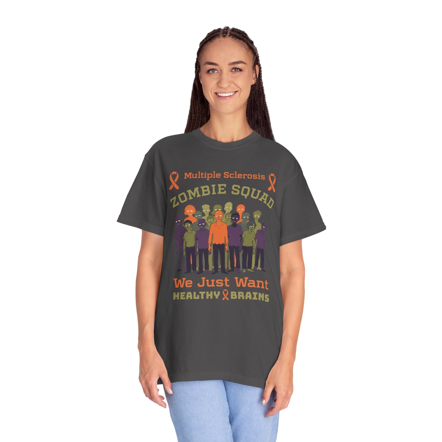 Funny MS Awareness Zombie T-shirt- Give Us Your Healthy Brains