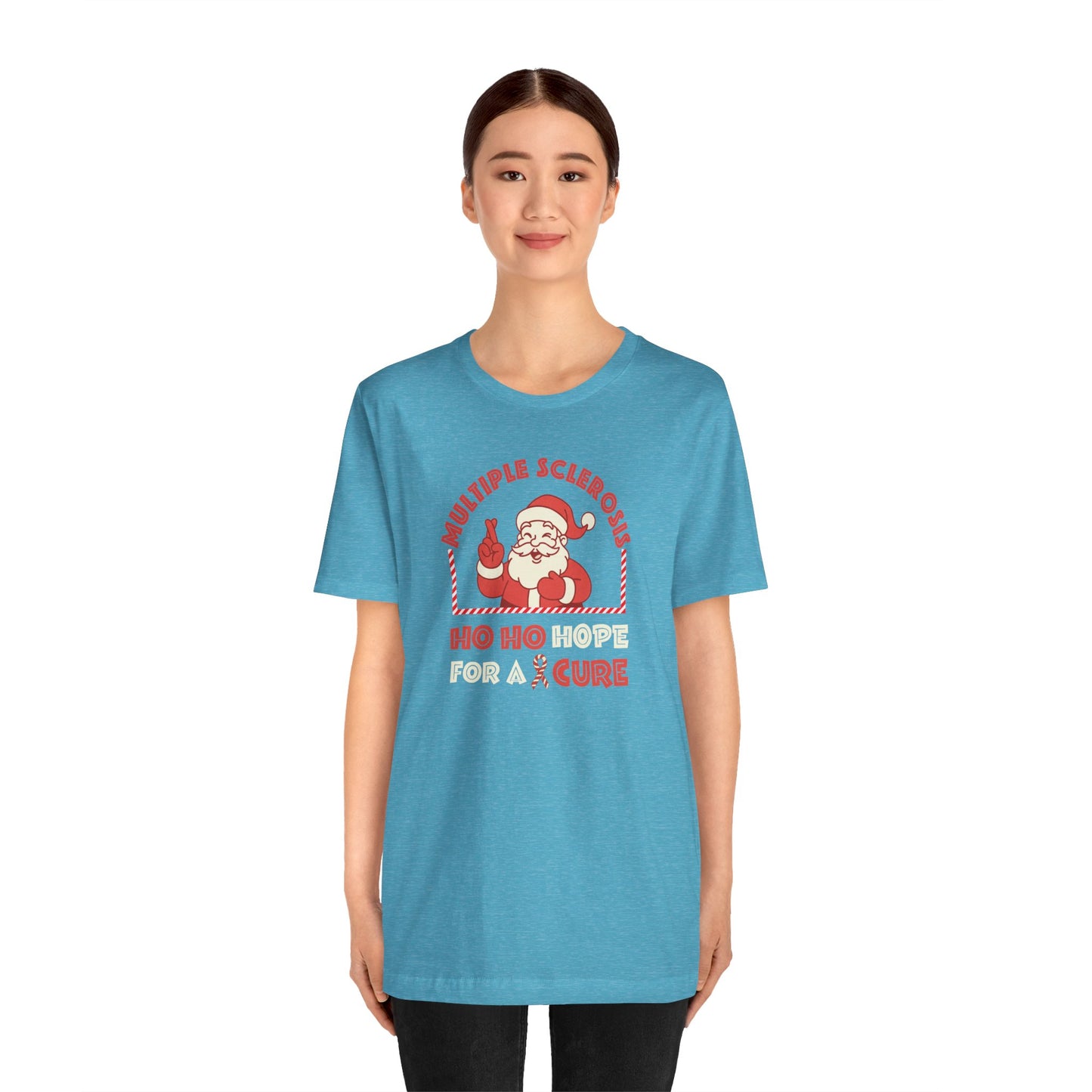 Ho Ho HOPE for a Cure Adult Tee, Multiple Sclerosis Awareness, Charity Shirt, Unisex, Gift for Supporters, Fundraising Apparel