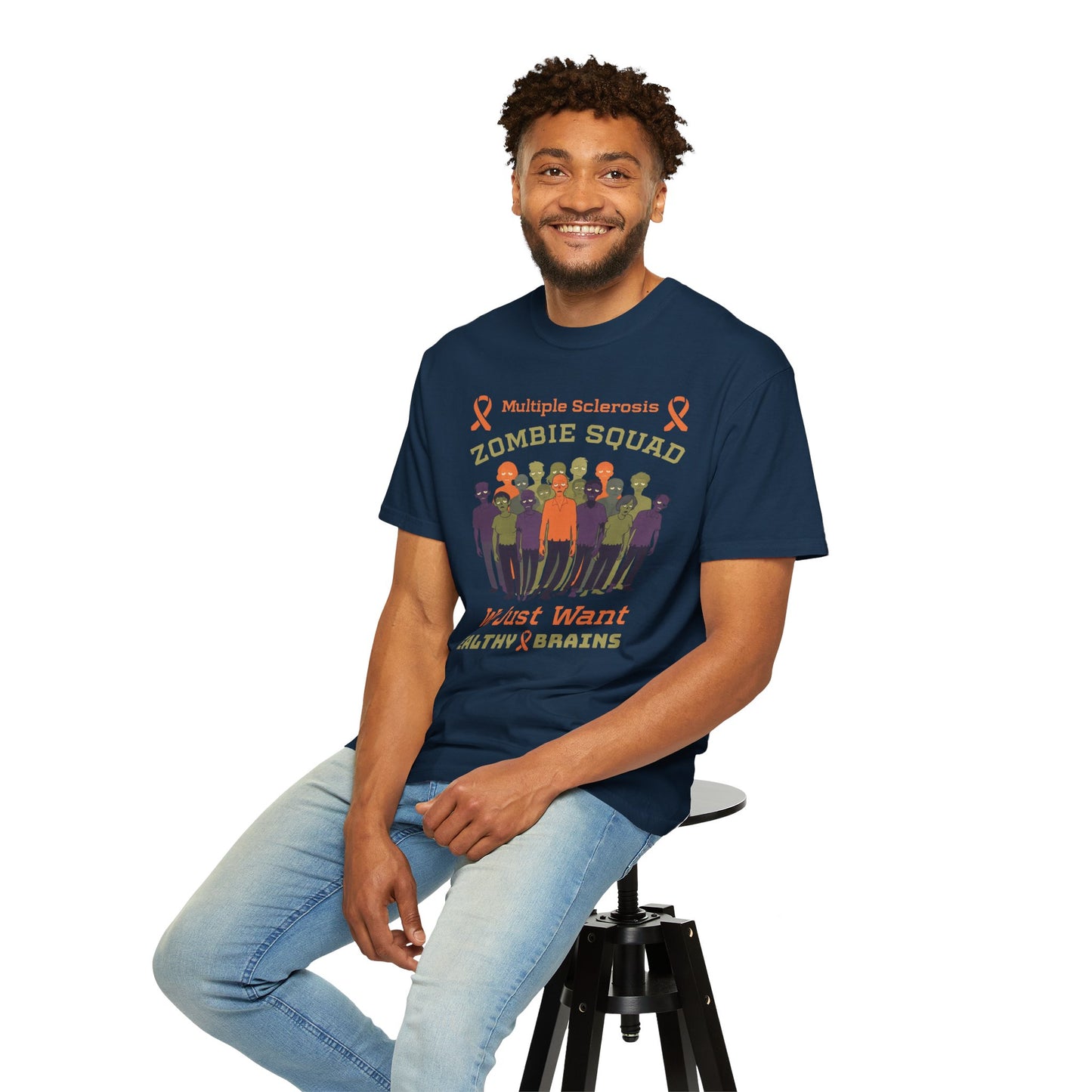 Funny MS Awareness Zombie T-shirt- Give Us Your Healthy Brains