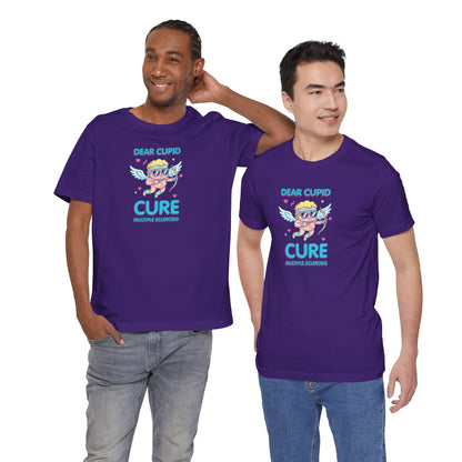 MS Awareness Shirt, Dear Cupid Cure Multiple Sclerosis, Valentine’s Day MS Gift, Retro Cupid Graphic Tee for MS Warriors