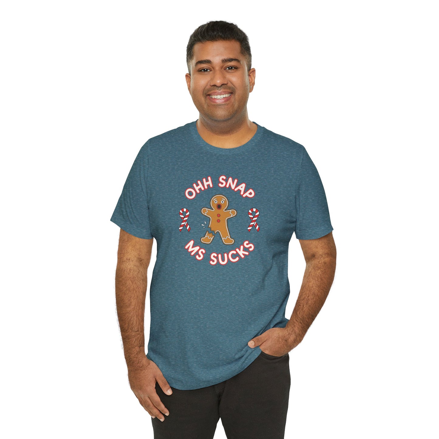 Cute Gingerbread Oh Snap! MS Sucks Unisex Adult Tee, Multiple Sclerosis Awareness, Charity Shirt, Unisex, Gift for Supporters, Fundraising Apparel