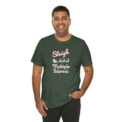 Cute Festive Sleigh MS Adult Tee Multiple Sclerosis Awareness, Charity Shirt, Unisex, Gift for Supporters, Fundraising Apparel