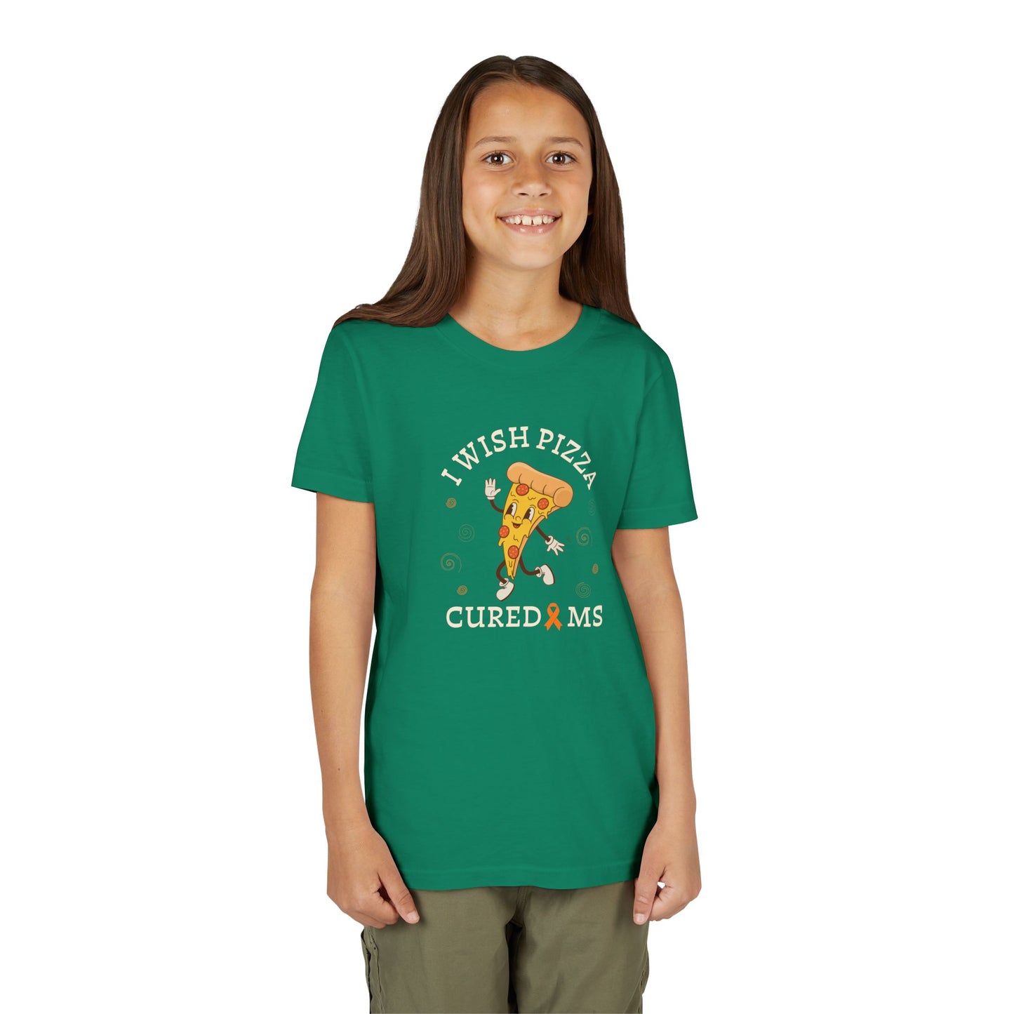 Youth I Wish Pizza CURED MS Short Sleeve Tee for Multiple Sclerosis Awareness