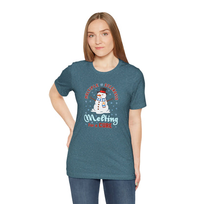 Snowman Melting for a Cure Team Adult Unisex Tee, Multiple Sclerosis Awareness, Charity Shirt, Unisex, Gift for Supporters, Fundraising Apparel