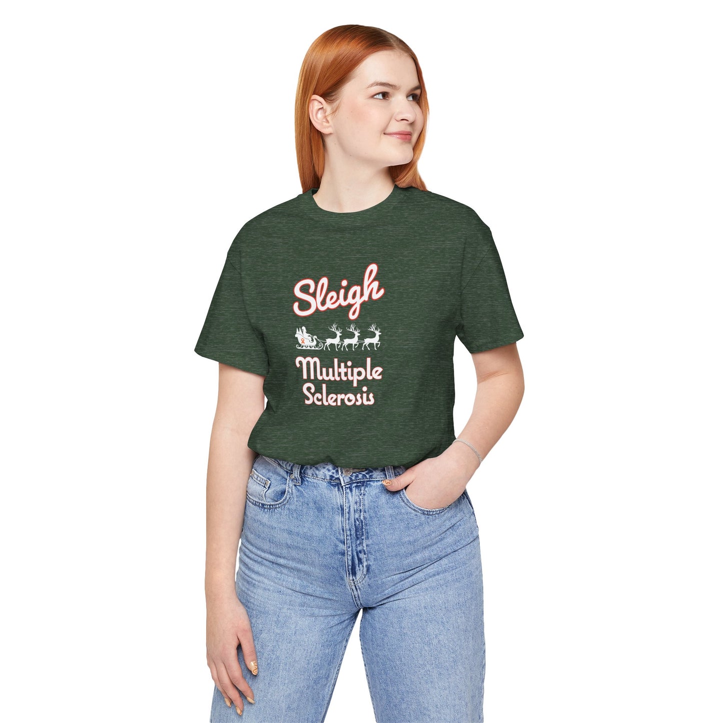 Cute Festive Sleigh MS Adult Tee Multiple Sclerosis Awareness, Charity Shirt, Unisex, Gift for Supporters, Fundraising Apparel