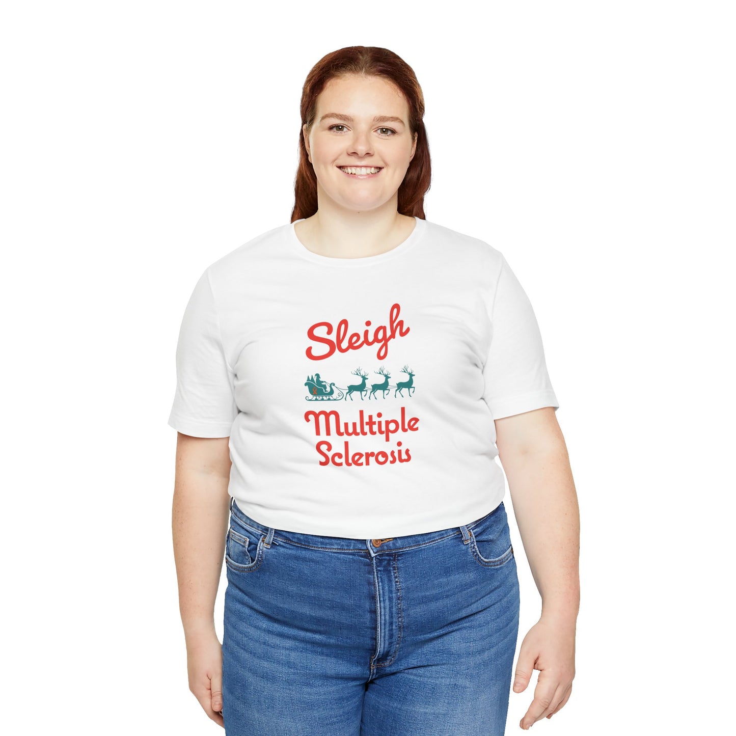 Cute Festive Sleigh MS Adult Tee Multiple Sclerosis Awareness, Charity Shirt, Unisex, Gift for Supporters, Fundraising Apparel