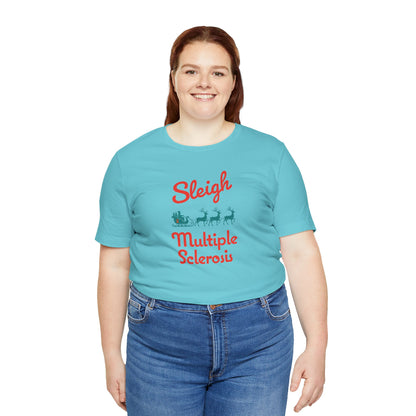Cute Festive Sleigh MS Adult Tee Multiple Sclerosis Awareness, Charity Shirt, Unisex, Gift for Supporters, Fundraising Apparel