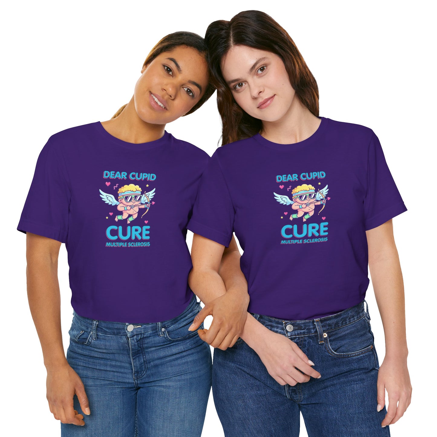 MS Awareness Shirt, Dear Cupid Cure Multiple Sclerosis, Valentine’s Day MS Gift, Retro Cupid Graphic Tee for MS Warriors