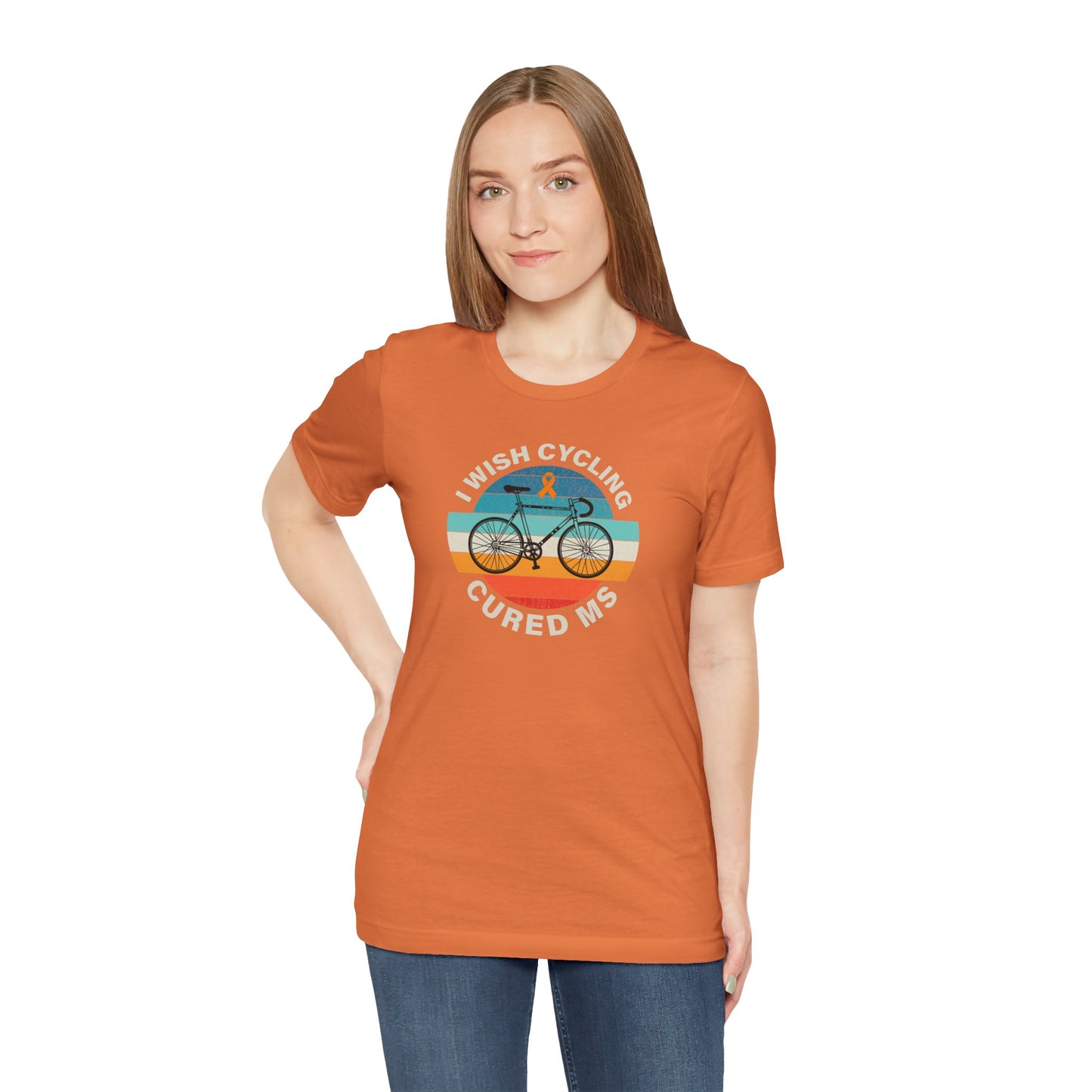 Cute I Wish CYCLING Cured MS - Adult Tee Multiple Sclerosis Awareness, Charity Shirt, Unisex, Gift for Supporters, Fundraising Apparel