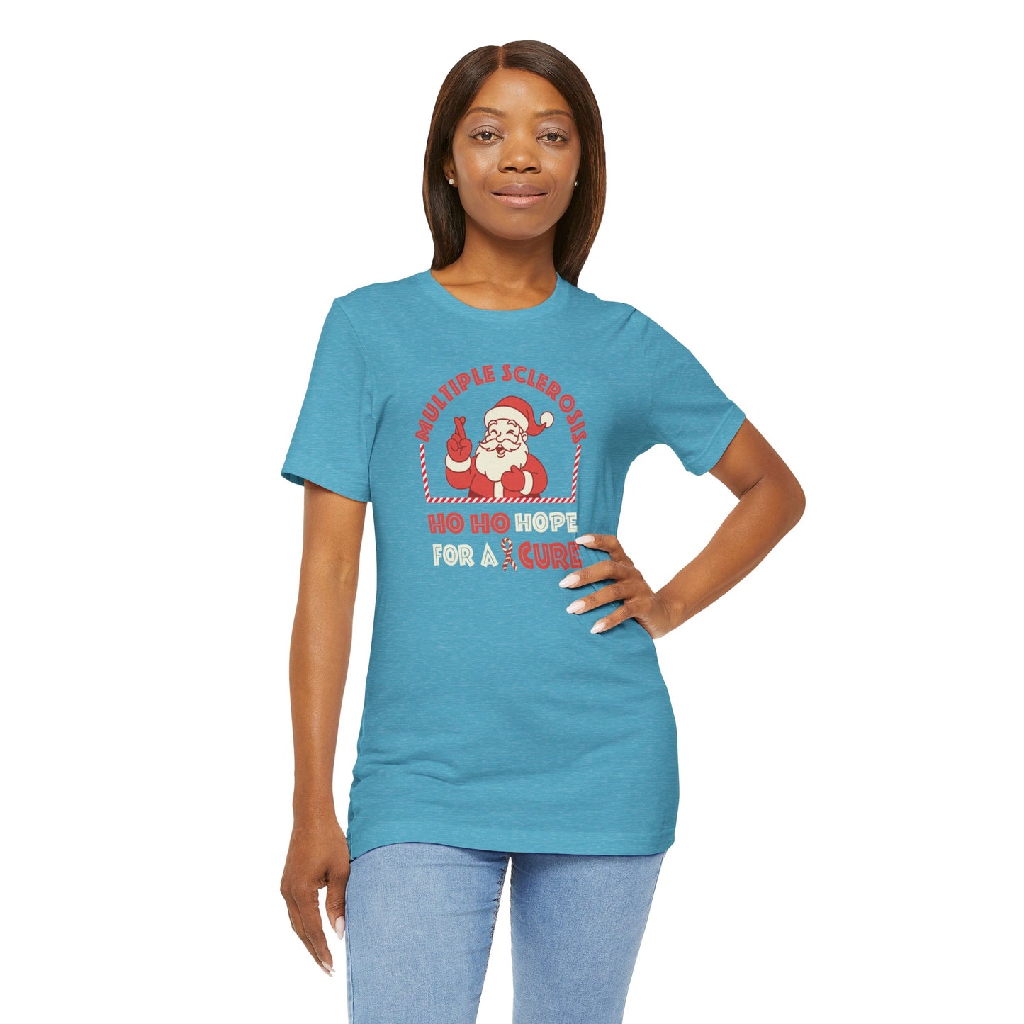 Ho Ho HOPE for a Cure Adult Tee, Multiple Sclerosis Awareness, Charity Shirt, Unisex, Gift for Supporters, Fundraising Apparel