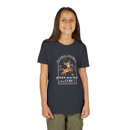 Youth "Jingle All The Way To A CURE" Short Sleeve Tee for Multiple Sclerosis Awareness