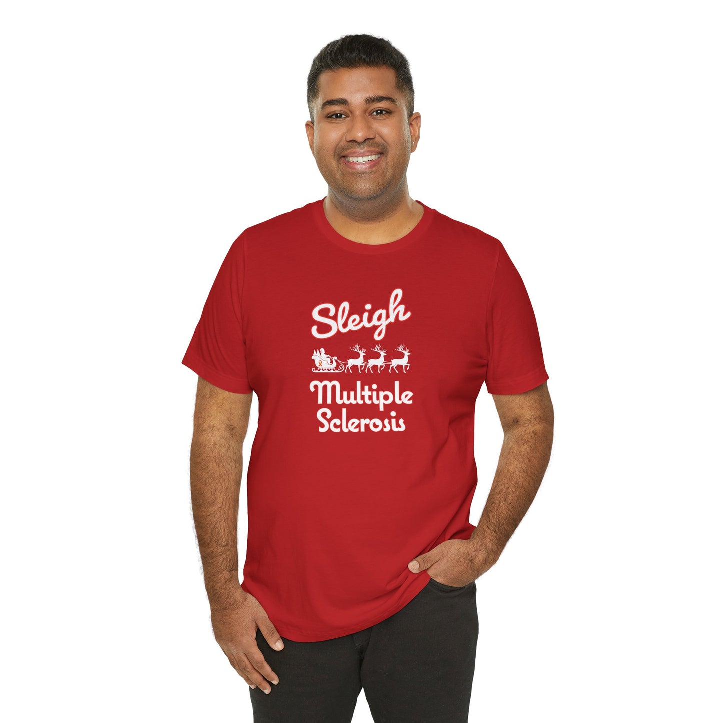 Cute Festive Sleigh MS Adult Tee Multiple Sclerosis Awareness, Charity Shirt, Unisex, Gift for Supporters, Fundraising Apparel