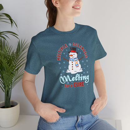 Snowman Melting for a Cure Team Adult Unisex Tee, Multiple Sclerosis Awareness, Charity Shirt, Unisex, Gift for Supporters, Fundraising Apparel