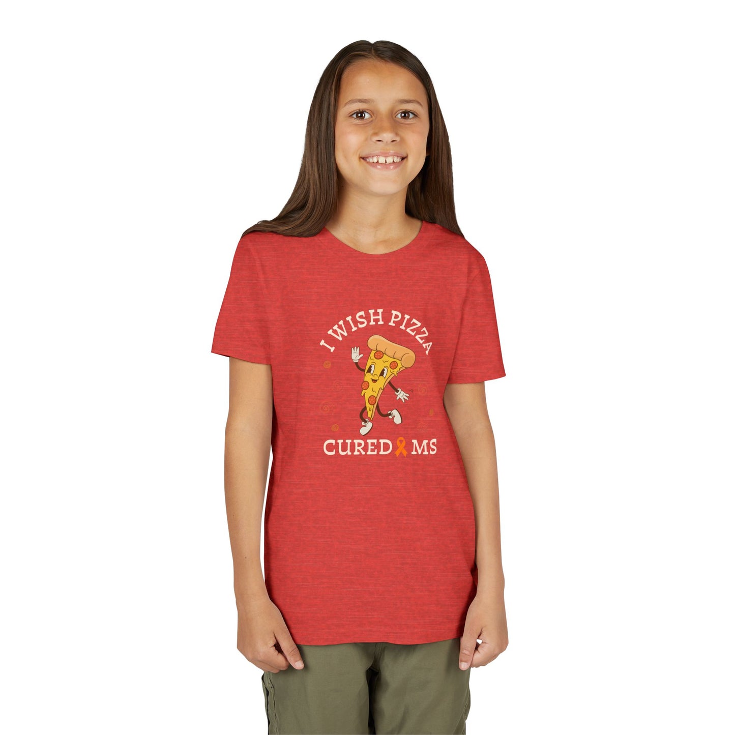 Youth I Wish Pizza CURED MS Short Sleeve Tee for Multiple Sclerosis Awareness