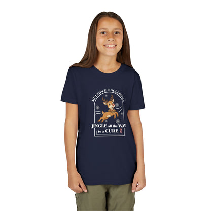Youth "Jingle All The Way To A CURE" Short Sleeve Tee for Multiple Sclerosis Awareness