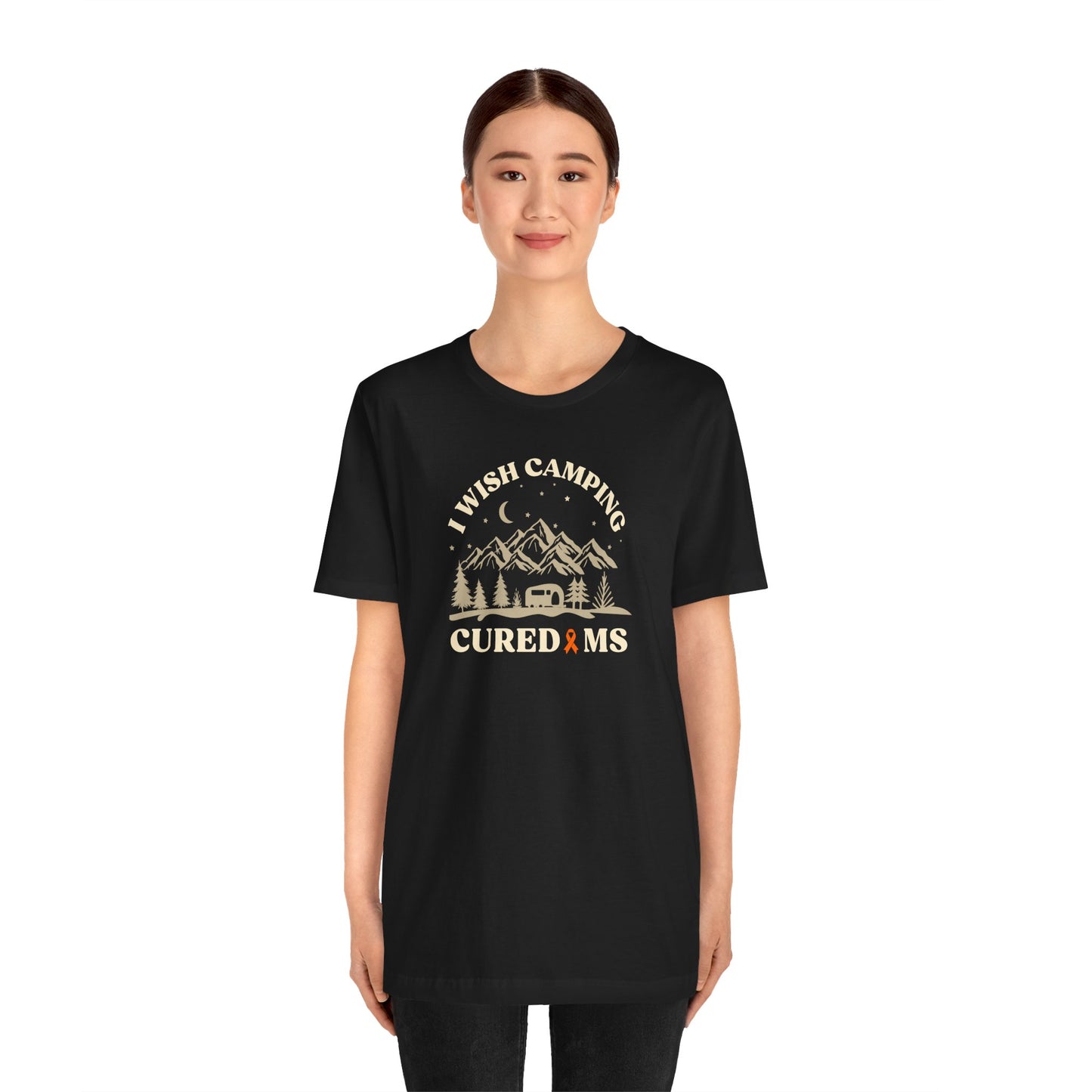 Cute I Wish CAMPING Cured MS Adult- Tee Multiple Sclerosis Awareness, Charity Shirt, Unisex, Gift for Supporters, Fundraising Apparel