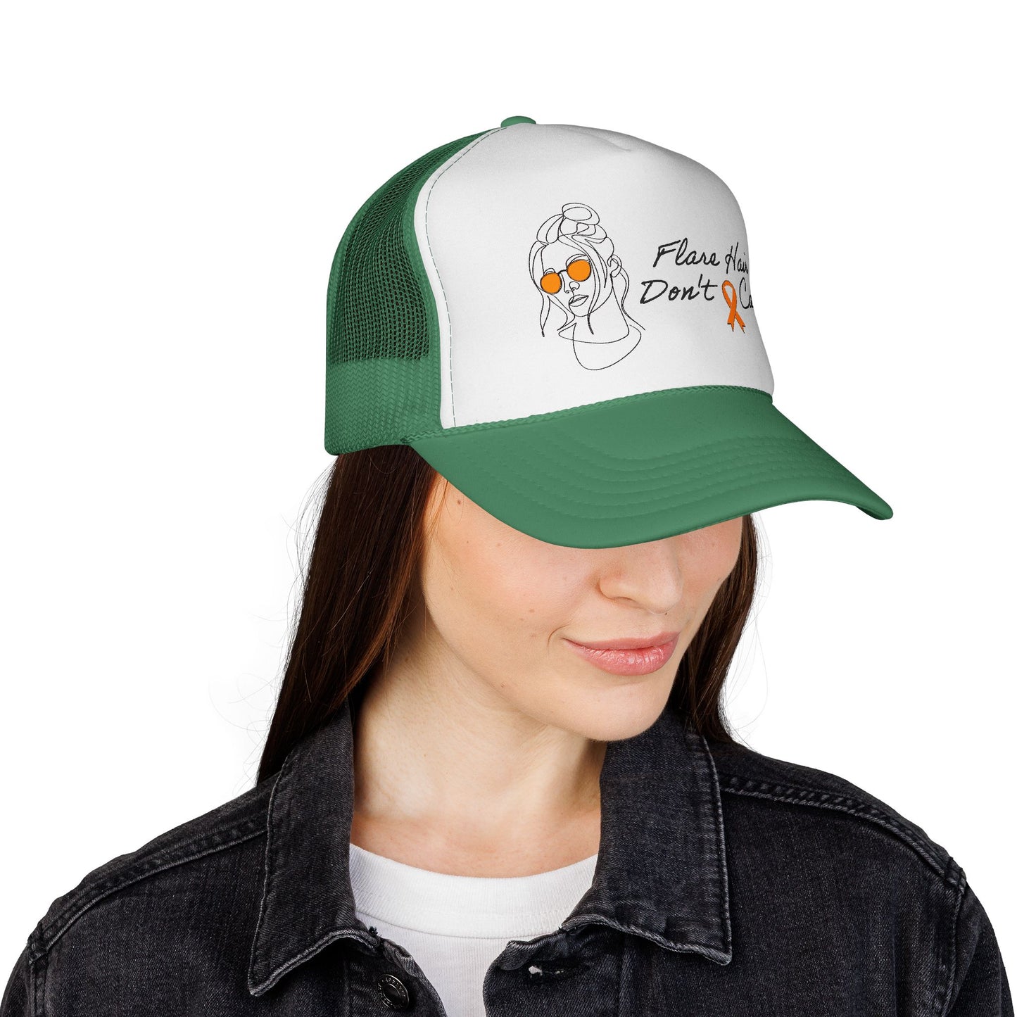 Flare Hair Don't Care Trucker Cap | Funny MS Awareness Hat | Chronic Illness Warrior Cap
