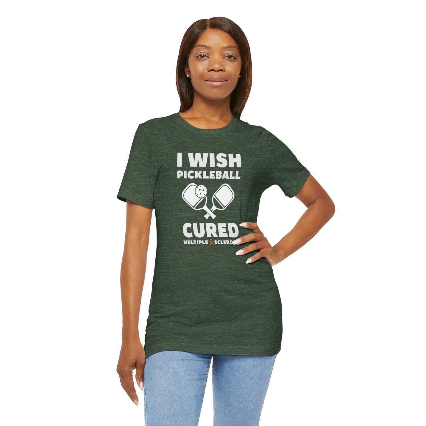 Cute I Wish PICKLEBALL Cured MS - Adult Tee Multiple Sclerosis Awareness, Charity Shirt, Unisex, Gift for Supporters, Fundraising Apparel