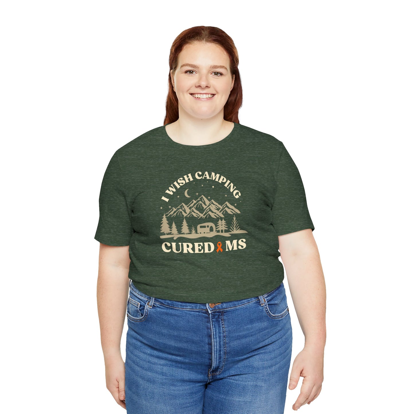 Cute I Wish CAMPING Cured MS Adult- Tee Multiple Sclerosis Awareness, Charity Shirt, Unisex, Gift for Supporters, Fundraising Apparel