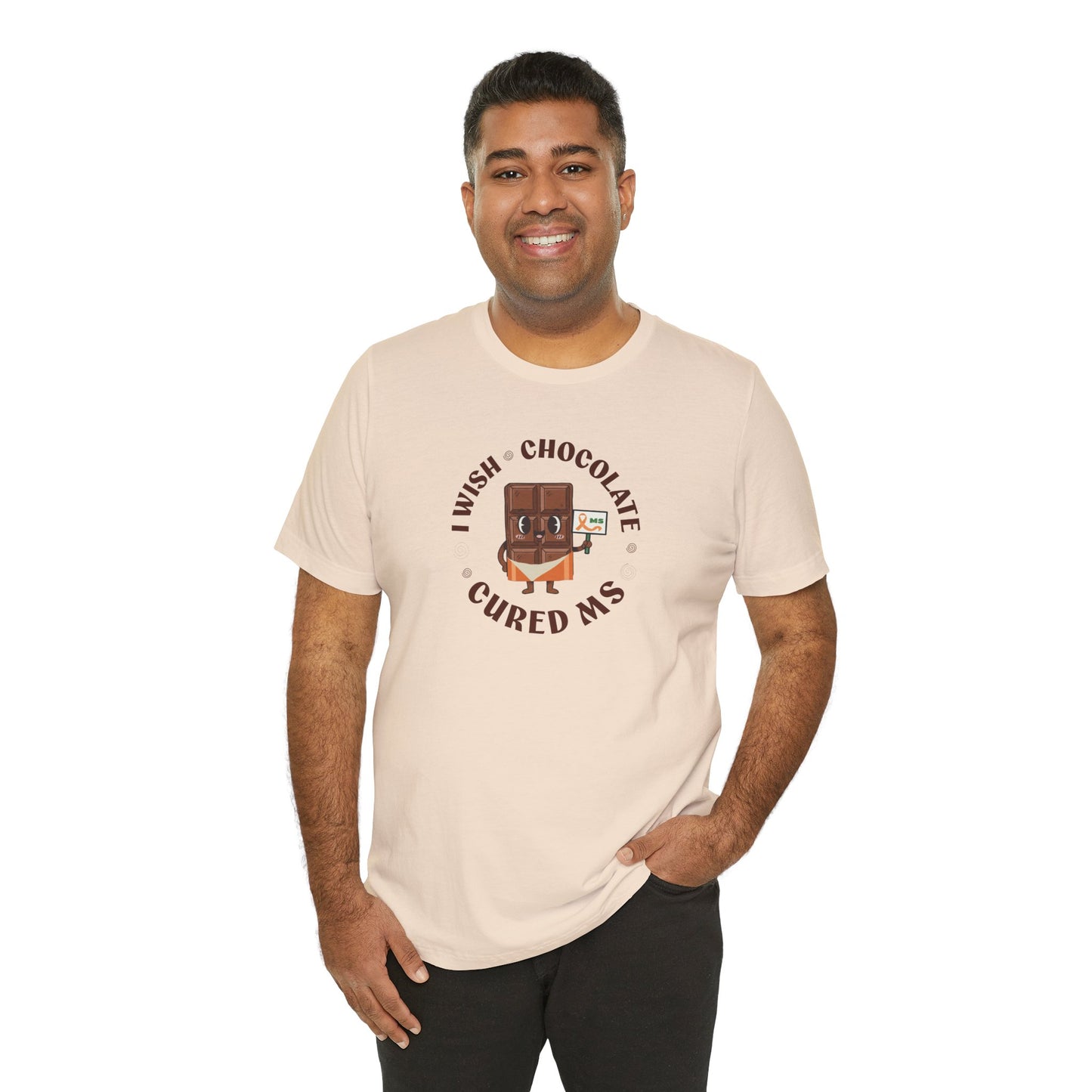 I Wish Chocolate Cured MS Adult Tee Multiple Sclerosis Awareness, Charity Shirt, Unisex, Gift for Supporters, Fundraising Apparel