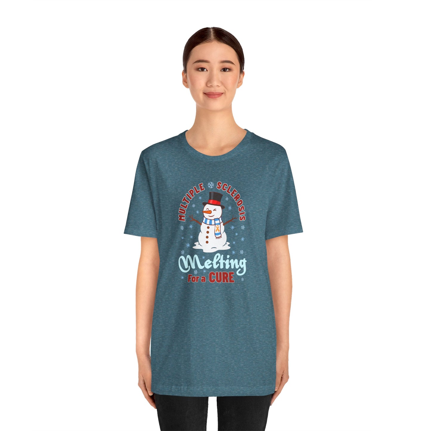 Snowman Melting for a Cure Team Adult Unisex Tee, Multiple Sclerosis Awareness, Charity Shirt, Unisex, Gift for Supporters, Fundraising Apparel