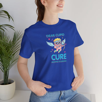 MS Awareness Shirt, Dear Cupid Cure Multiple Sclerosis, Valentine’s Day MS Gift, Retro Cupid Graphic Tee for MS Warriors