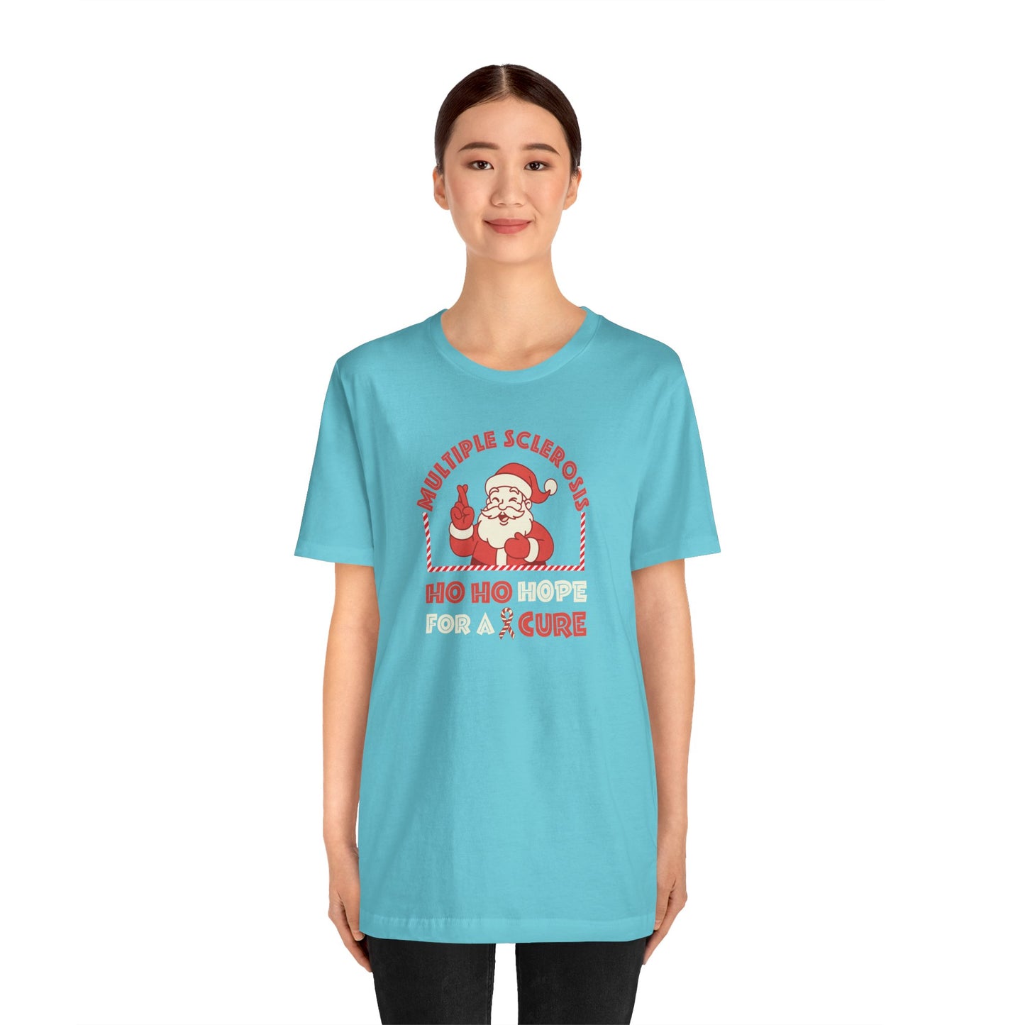 Ho Ho HOPE for a Cure Adult Tee, Multiple Sclerosis Awareness, Charity Shirt, Unisex, Gift for Supporters, Fundraising Apparel