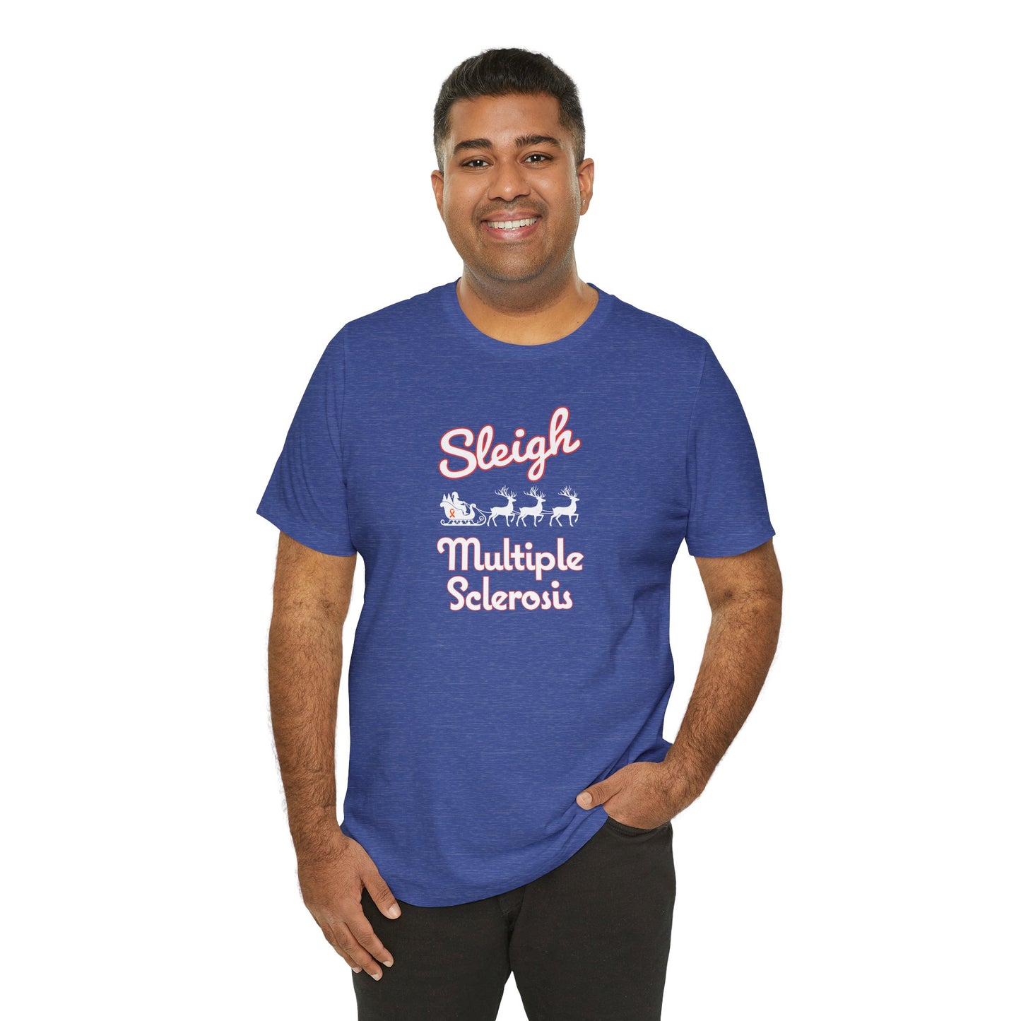 Cute Festive Sleigh MS Adult Tee Multiple Sclerosis Awareness, Charity Shirt, Unisex, Gift for Supporters, Fundraising Apparel