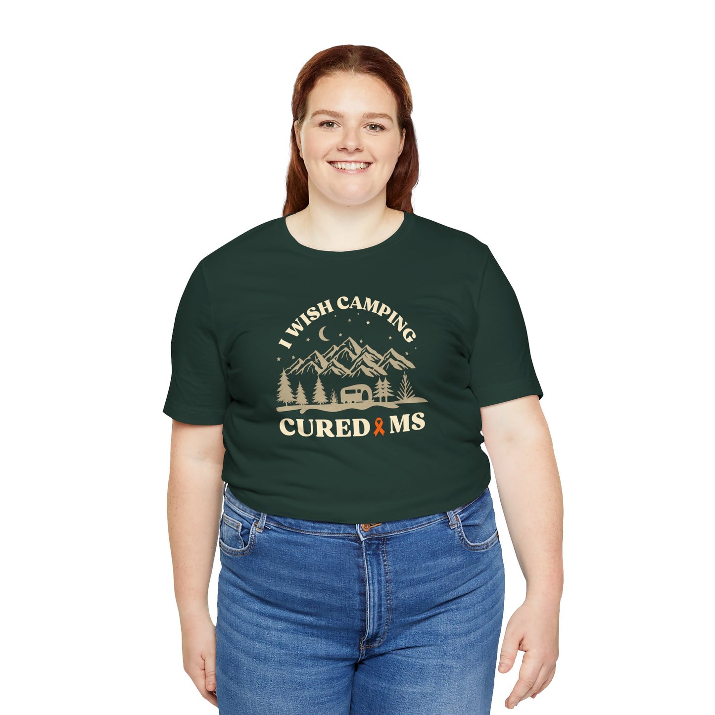 Cute I Wish CAMPING Cured MS Adult- Tee Multiple Sclerosis Awareness, Charity Shirt, Unisex, Gift for Supporters, Fundraising Apparel