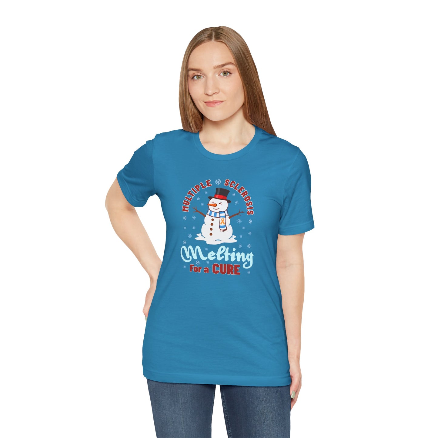 Snowman Melting for a Cure Team Adult Unisex Tee, Multiple Sclerosis Awareness, Charity Shirt, Unisex, Gift for Supporters, Fundraising Apparel