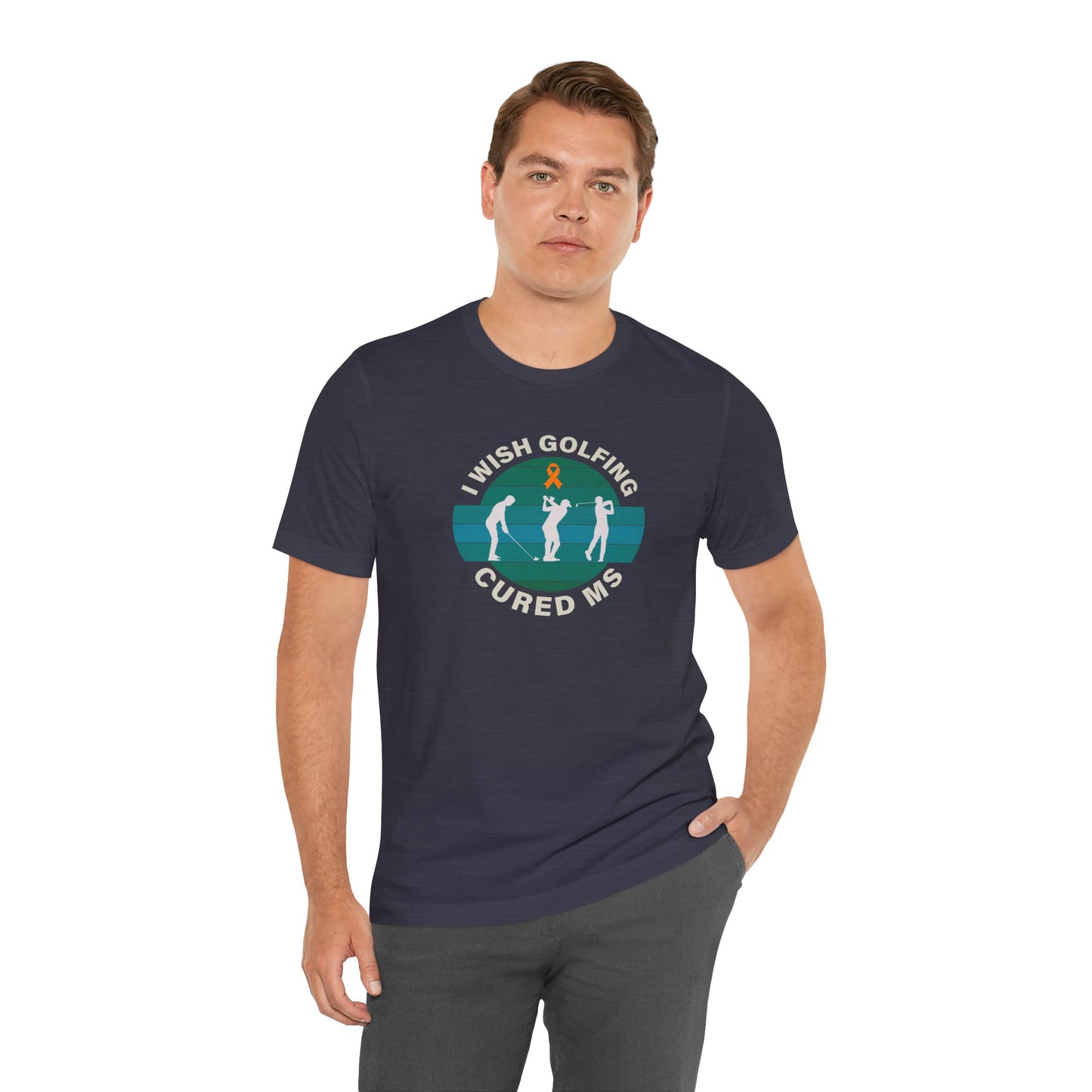Cute I Wish GOLFING Cured MS - Adult Tee Multiple Sclerosis Awareness, Charity Shirt, Unisex, Gift for Supporters, Fundraising Apparel