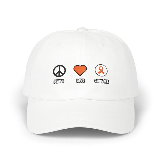 Peace Love CURE MS Dad Cap