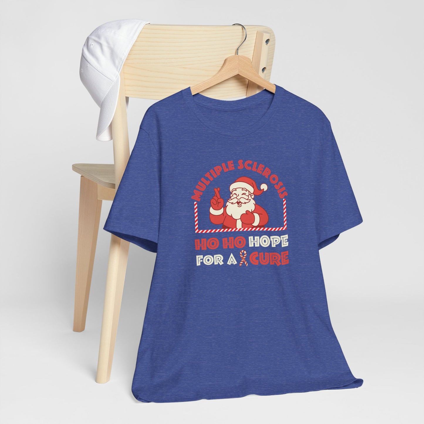 Ho Ho HOPE for a Cure Adult Tee, Multiple Sclerosis Awareness, Charity Shirt, Unisex, Gift for Supporters, Fundraising Apparel