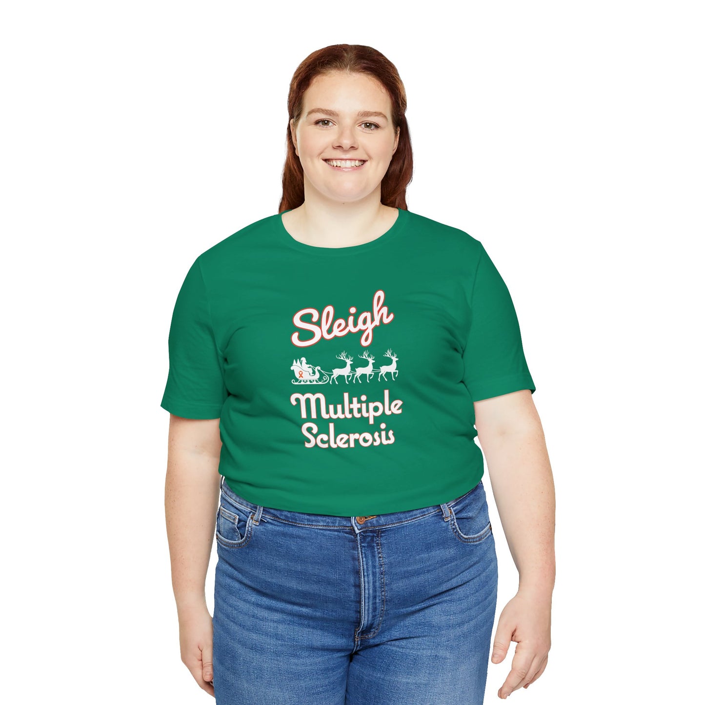 Cute Festive Sleigh MS Adult Tee Multiple Sclerosis Awareness, Charity Shirt, Unisex, Gift for Supporters, Fundraising Apparel