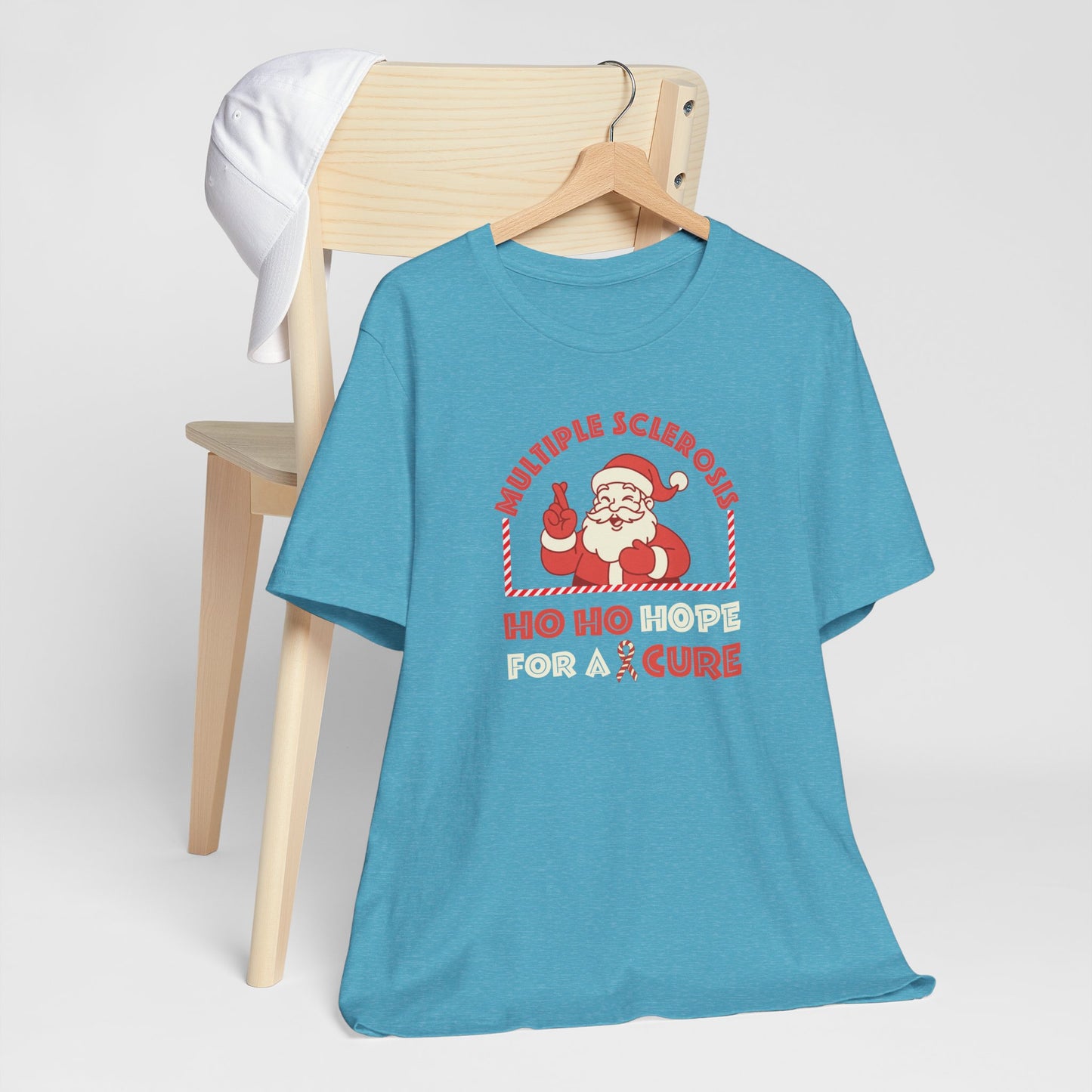 Ho Ho HOPE for a Cure Adult Tee, Multiple Sclerosis Awareness, Charity Shirt, Unisex, Gift for Supporters, Fundraising Apparel