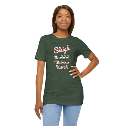 Cute Festive Sleigh MS Adult Tee Multiple Sclerosis Awareness, Charity Shirt, Unisex, Gift for Supporters, Fundraising Apparel
