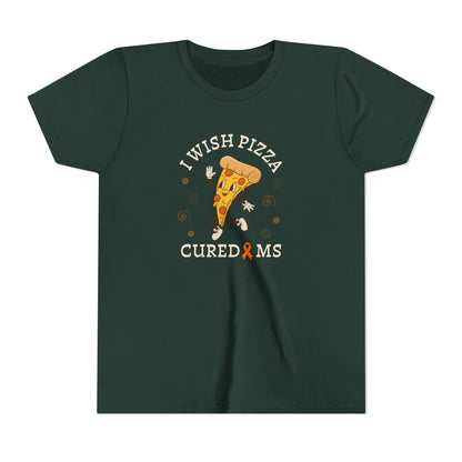 Youth I Wish Pizza CURED MS Short Sleeve Tee for Multiple Sclerosis Awareness