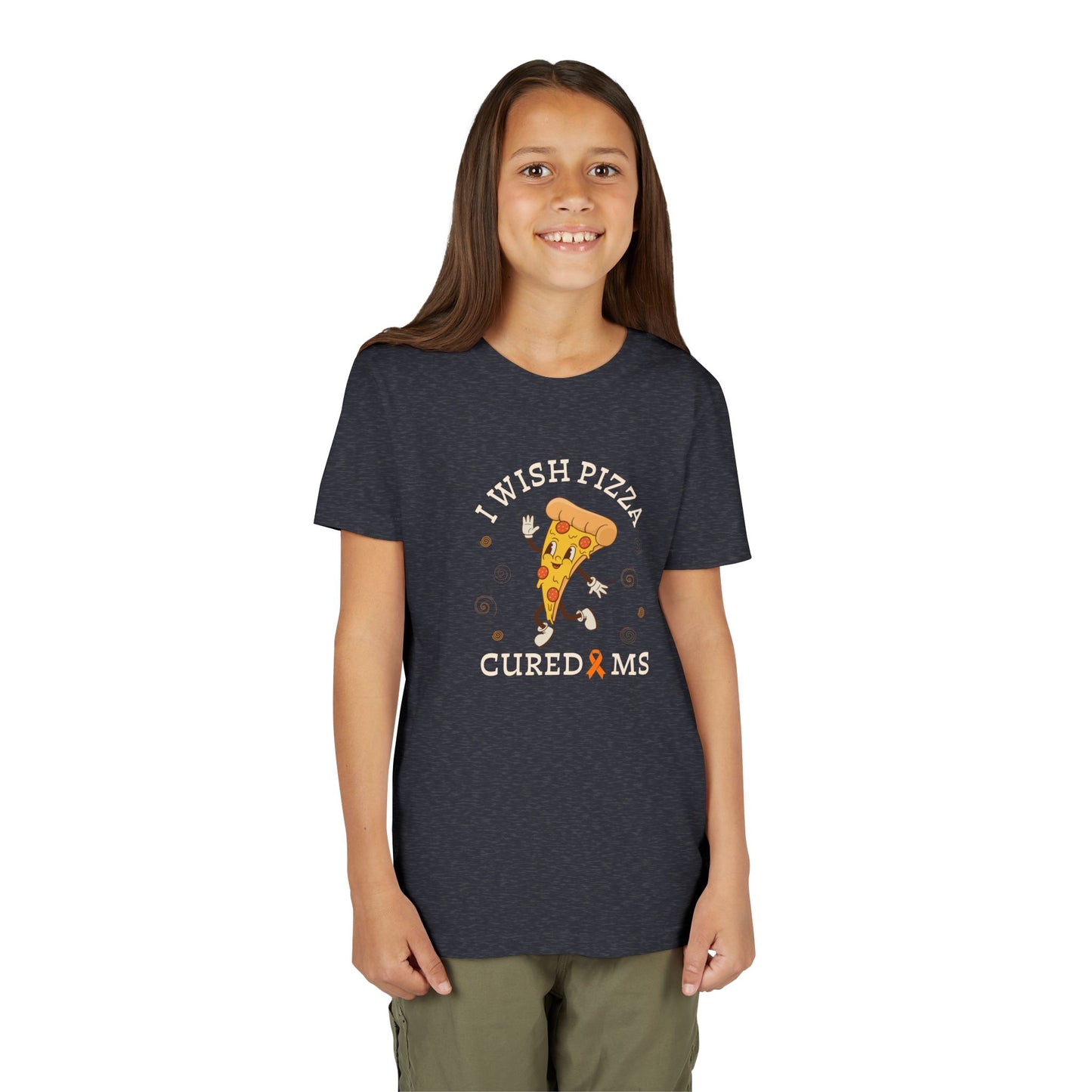 Youth I Wish Pizza CURED MS Short Sleeve Tee for Multiple Sclerosis Awareness