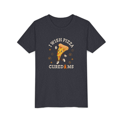 Youth I Wish Pizza CURED MS Short Sleeve Tee for Multiple Sclerosis Awareness