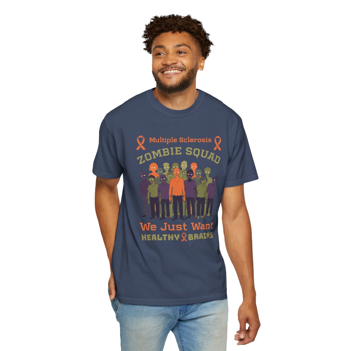Funny MS Awareness Zombie T-shirt- Give Us Your Healthy Brains