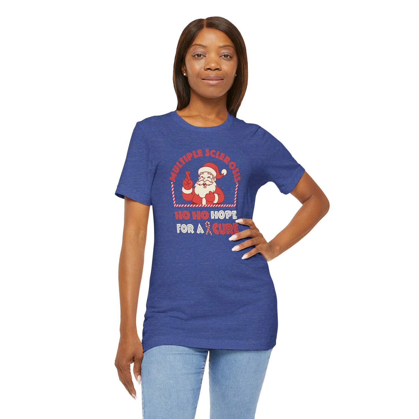 Ho Ho HOPE for a Cure Adult Tee, Multiple Sclerosis Awareness, Charity Shirt, Unisex, Gift for Supporters, Fundraising Apparel
