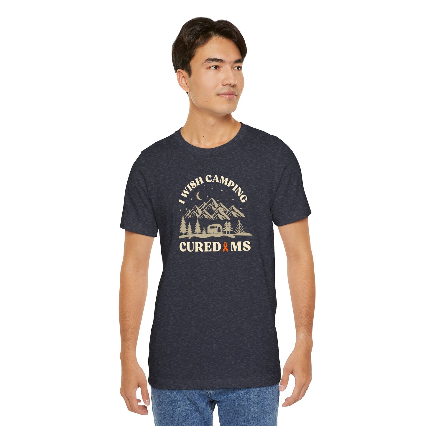 Cute I Wish CAMPING Cured MS Adult- Tee Multiple Sclerosis Awareness, Charity Shirt, Unisex, Gift for Supporters, Fundraising Apparel
